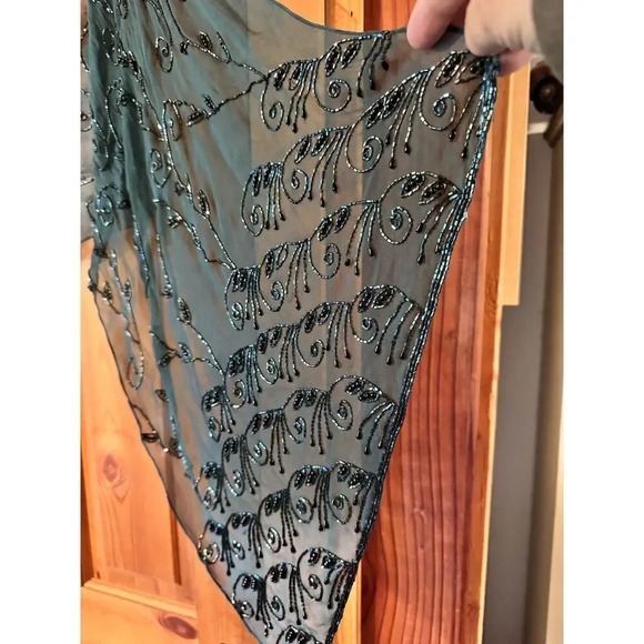 Beaded Shawl Evening Wrap Sheer Embellished Formal Occasion Party Cover Up - Picture 10 of 10